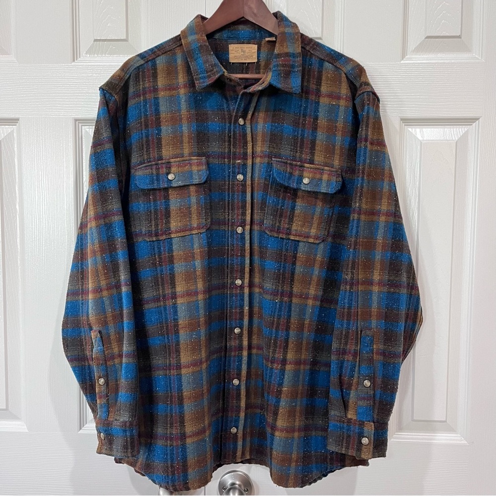 Red Head Ranch Brushed Twill Plaid Button-Up Shirt Sz XL Tall